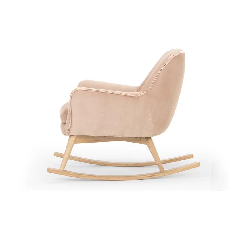 Enchant Pink Velvet Quinley Mid-Mod Rocking Chair