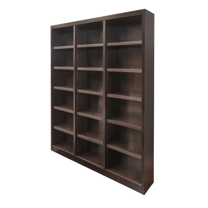 Winston Porter Aliette Triple Wide Wood Bookcase, 18 Bookshelf, 84 inch Tall Storage and Display Bookshelf for Home Office and Living Room