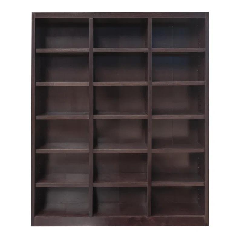 Winston Porter Aliette Triple Wide Wood Bookcase, 18 Bookshelf, 84 inch Tall Storage and Display Bookshelf for Home Office and Living Room