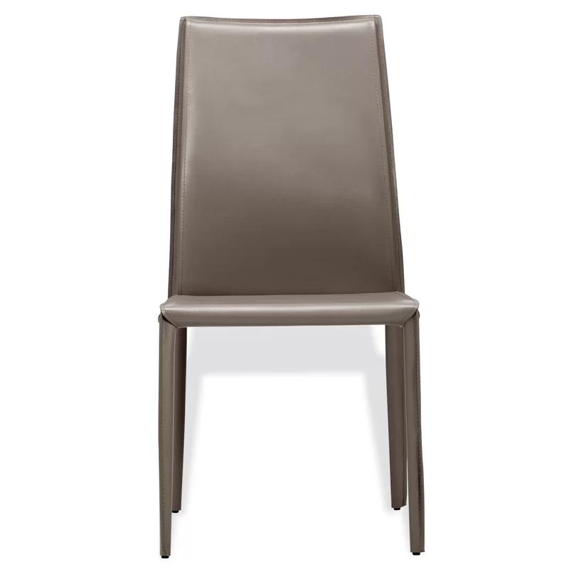 Jada Sleek Taupe Leather High Back Upholstered Side Chair
