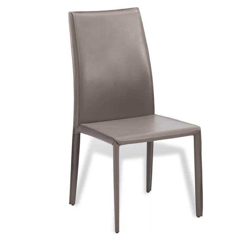 Jada Sleek Taupe Leather High Back Upholstered Side Chair