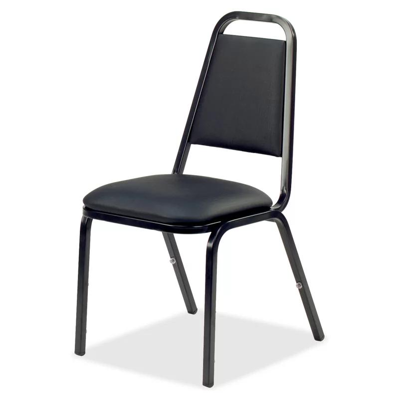 Black Vinyl and Metal Multipurpose Stacking Chair Set