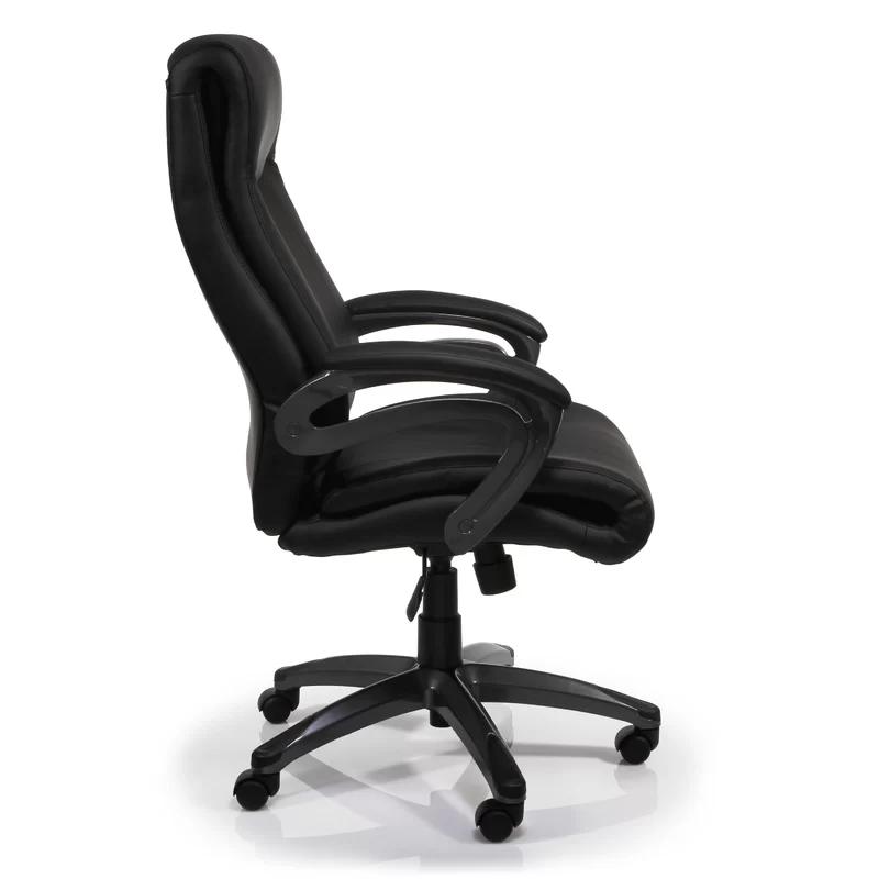 Luxurious High-Back Black Leather Swivel Executive Chair