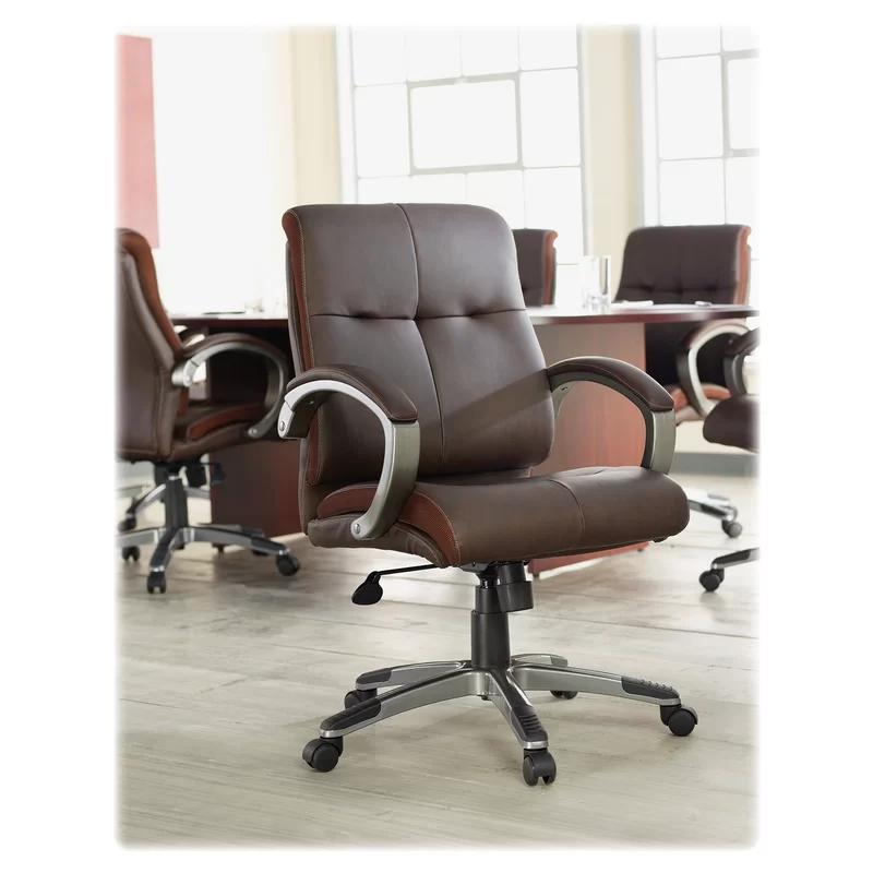 Elegant Brown Bonded Leather Swivel Executive Chair