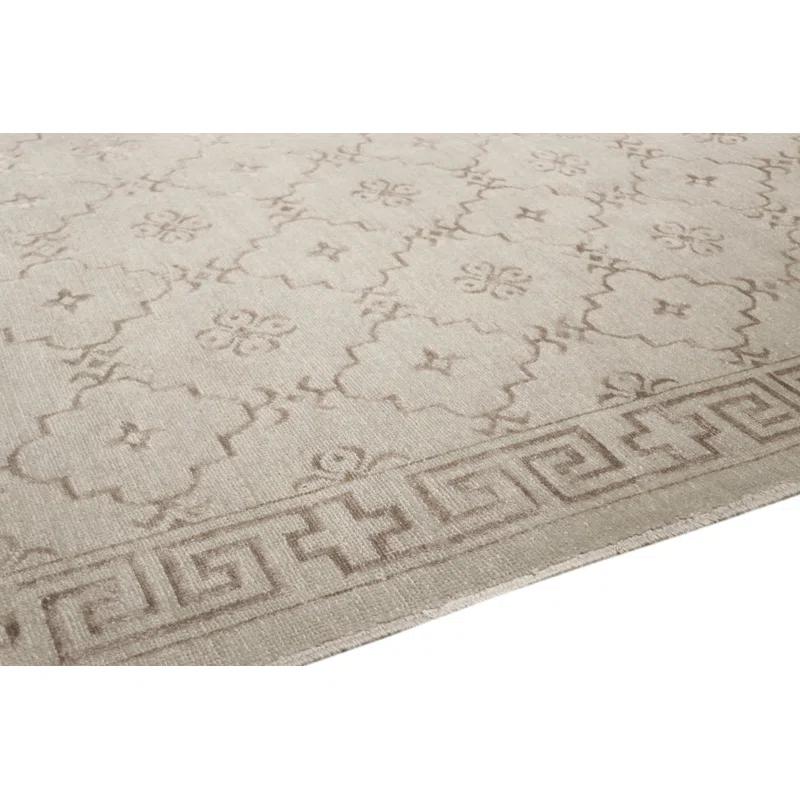 Pasargad Khotan Geometric Hand-Knotted Wool Gray Area Rug | Perigold