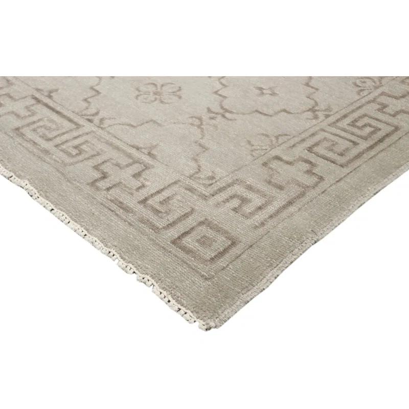 Pasargad Khotan Geometric Hand-Knotted Wool Gray Area Rug | Perigold