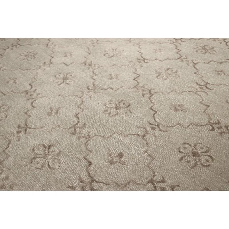 Pasargad Khotan Geometric Hand-Knotted Wool Gray Area Rug | Perigold