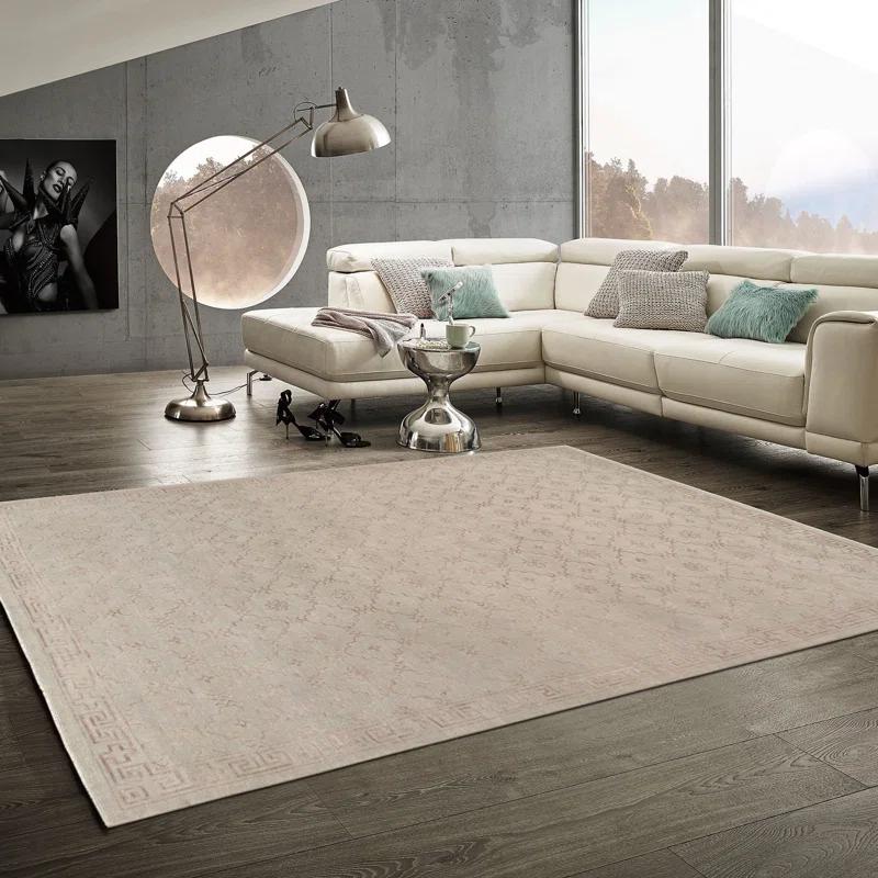 Pasargad Khotan Geometric Hand-Knotted Wool Gray Area Rug | Perigold