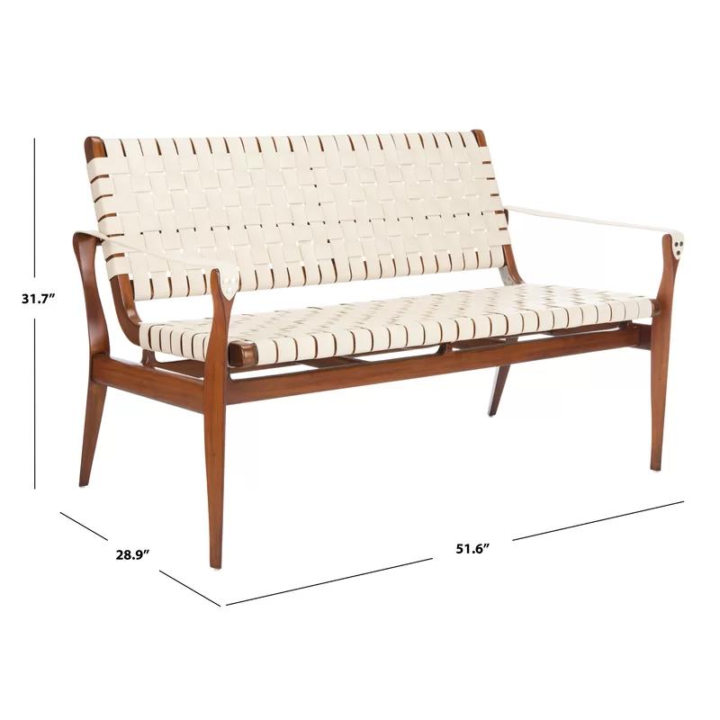 Brenton 56'' White and Light Brown Leather Bench