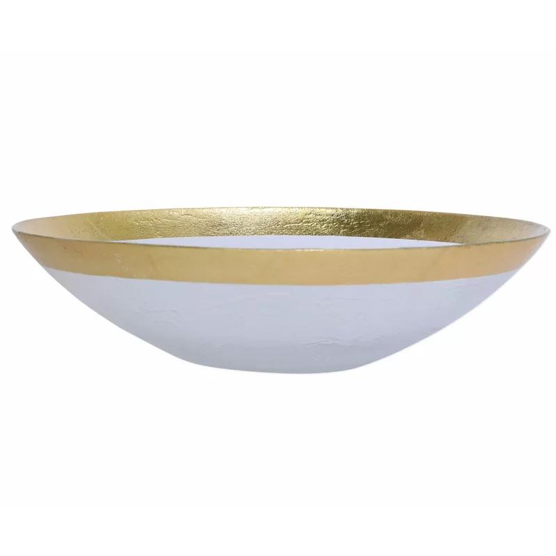 Elegant Gold-Rimmed Glass Serving Bowl for Entertaining