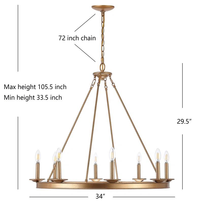 Natal 8 - Light Dimmable Wagon Wheel Chandelier