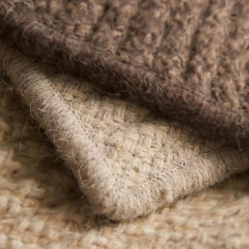 Beachcrest Home™ Zulma Houndstooth Braided All-Natural Wool Area Rug