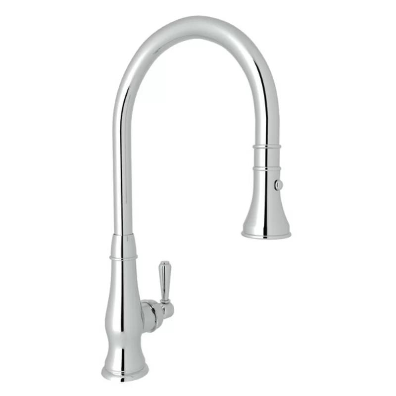 Classic Elegance 18" Polished Nickel Kitchen Faucet with Pull-out Spray