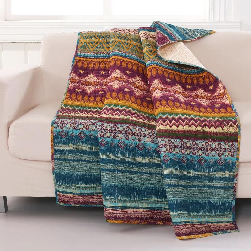 Southwest 100% Cotton Reversible Quilted Throw