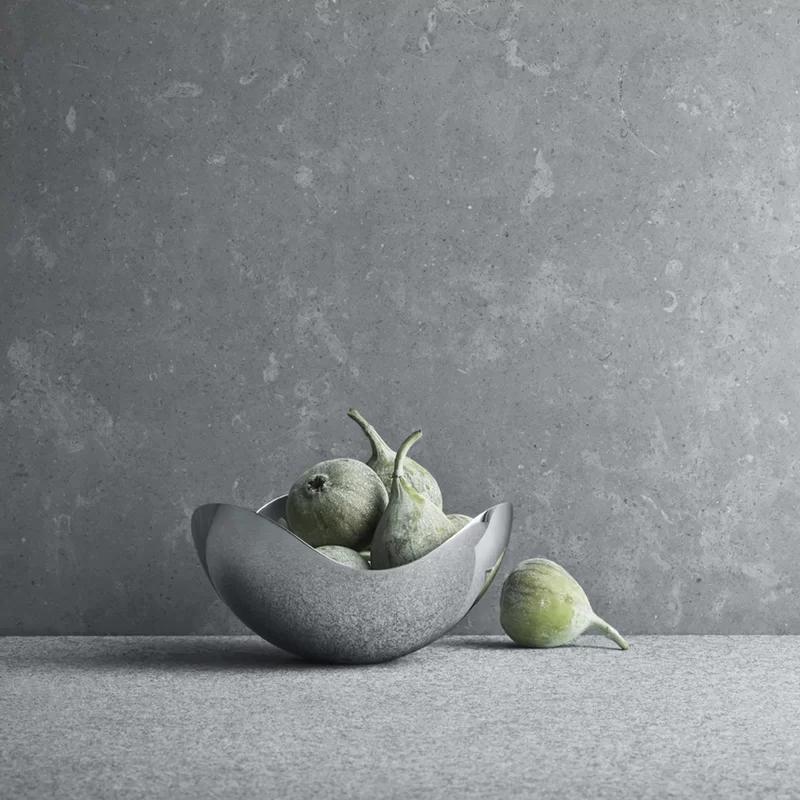 Scandinavian Minimalist Bloom Fruit Bowl in Polished Stainless Steel