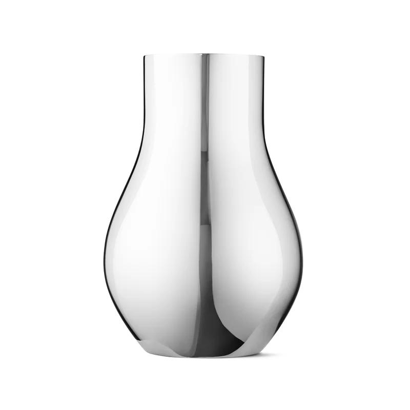 Cafu Silver 8.5" Mirror Polished Stainless Steel Table Vase