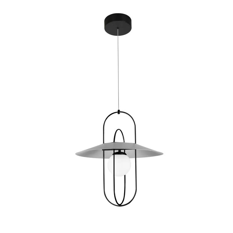 Lyra Modern Black Integrated LED Glass Drum Pendant Light 18"