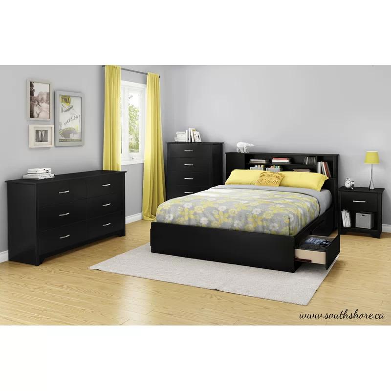 Eco-Friendly Pure Black Particle Board 5-Drawer Chest
