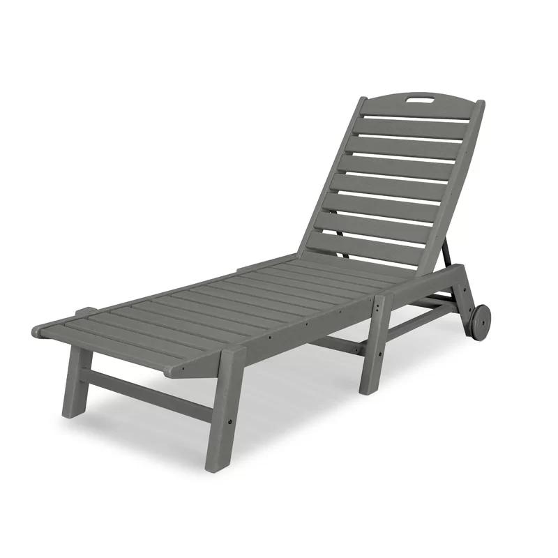 Nautical Slate Gray Armless Wheeled Beach Lounger