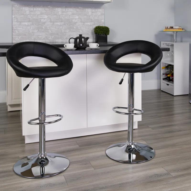 Flash Furniture Contemporary Vinyl Rounded Orbit-Style Back Adjustable Height Barstool with Chrome Base