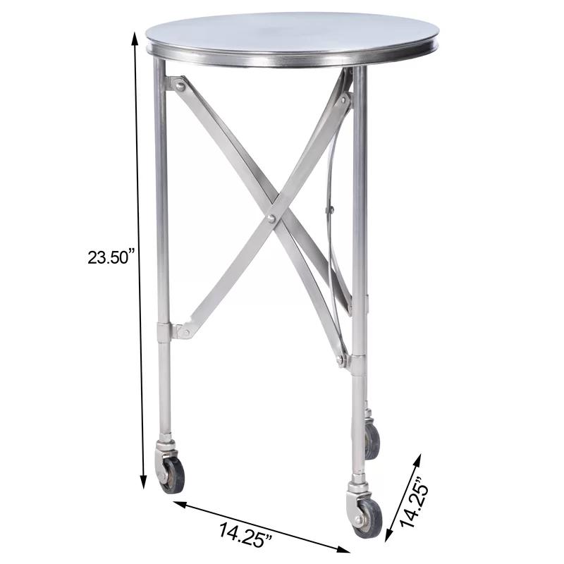 Costigan 16" Round Silver Metal Industrial Chic Side Table