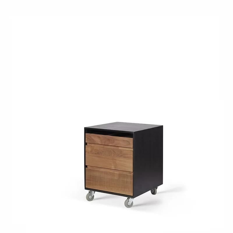 Oscar Mobile Teak Sigwood 3-Drawer Lockable File Cabinet