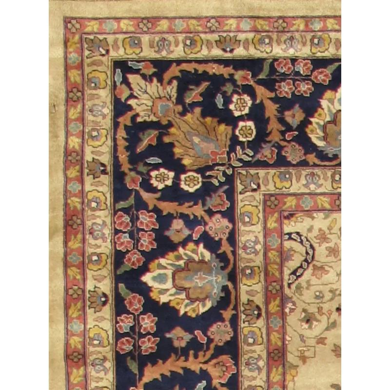Elegant Ivory Floral Hand-Knotted Wool & Silk Area Rug 8'x9'8"