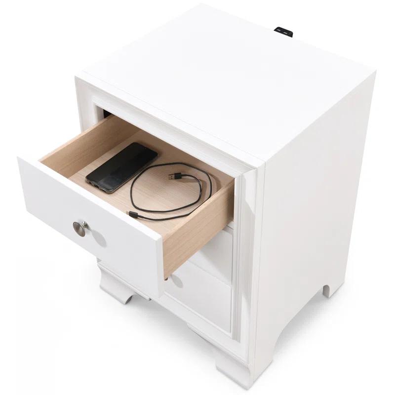 ClickDecor Edmond Wood Nightstand with Charging Station