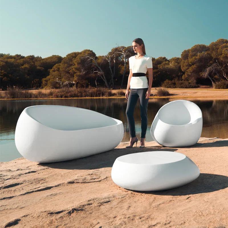 Zen Harmony White Matte Polyethylene 3-Seater Outdoor Sofa