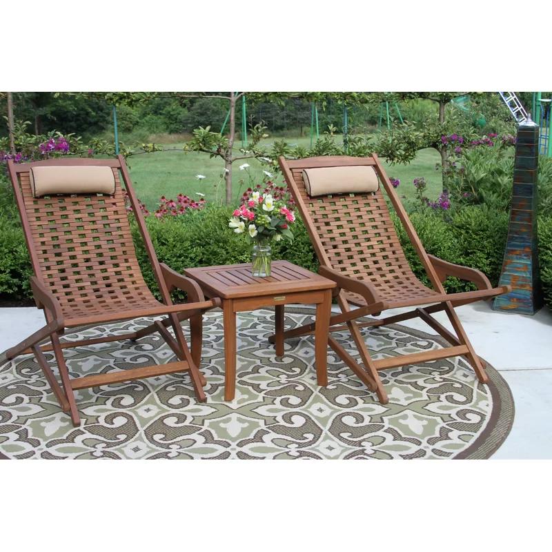 Classic Eucalyptus Wood Brown Outdoor Swing Lounger with Pillow