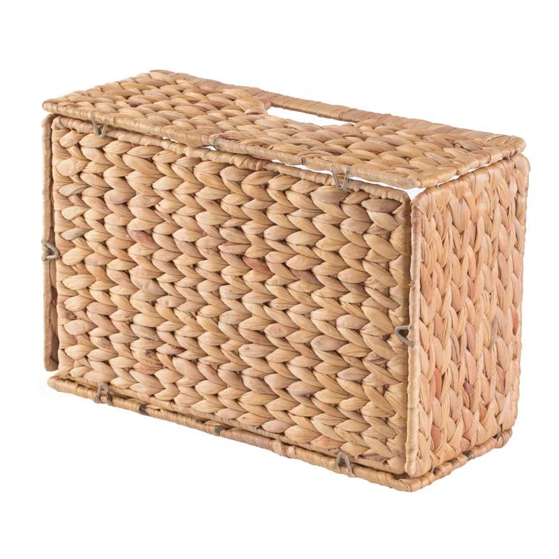Highland Dunes 3 Small Hyacinth Baskets Rustic Handwoven Multipurpose Foldable Storage Organizer Decorative Laundry Totes and Woven Storage Bin for Bedroom Living Room Bathroom Pantry and Closet