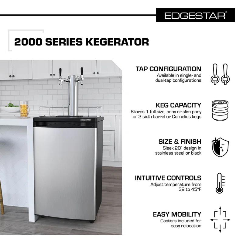 EdgeStar EdgeStar 4.9 Cubic Feet Single Tap Freestanding Kegerator with Adjustable Temperature