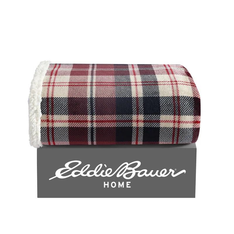 Eddie Bauer Printed Plush Fleece/Sherpa Throw Blankets