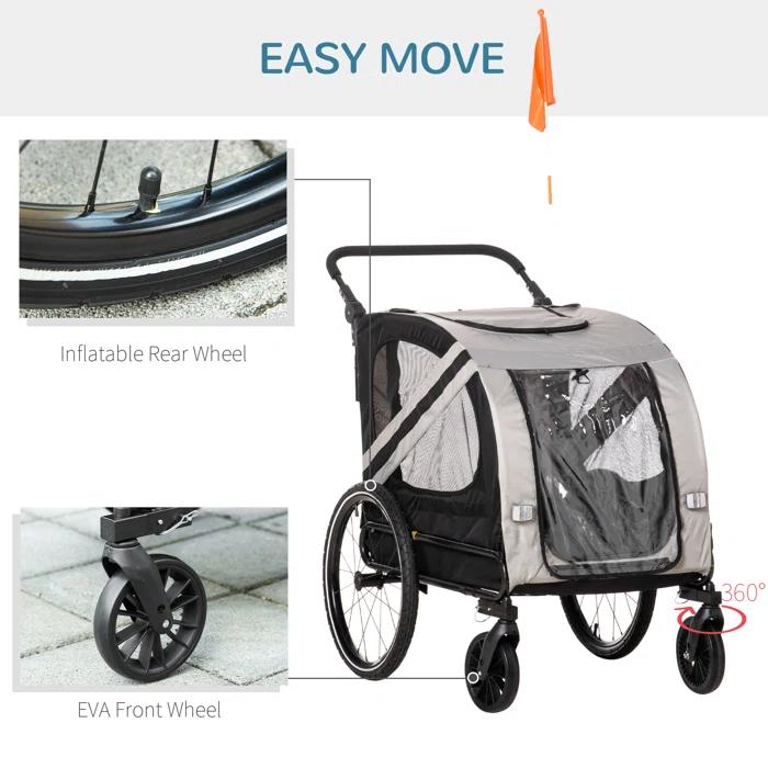 Aosom Foldable Pet Jogger Stroller with Detachable Carrier