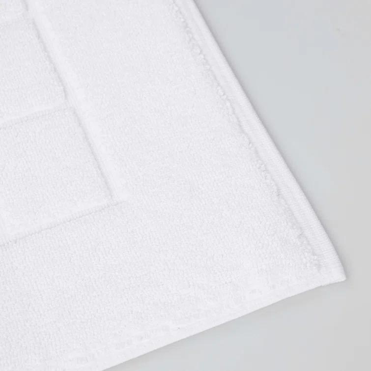 Nora Cotton Terry Solid Absorbent Thick Checkered Washable Bath Mat Set Of 2