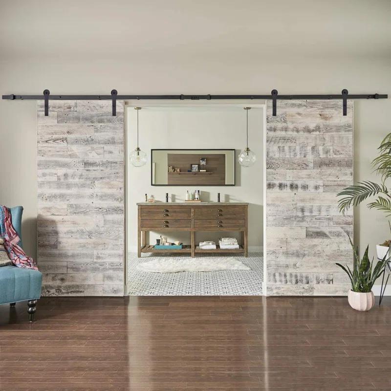 Watchmen Straight Design Standard Double Track Barn Door Hardware Kit