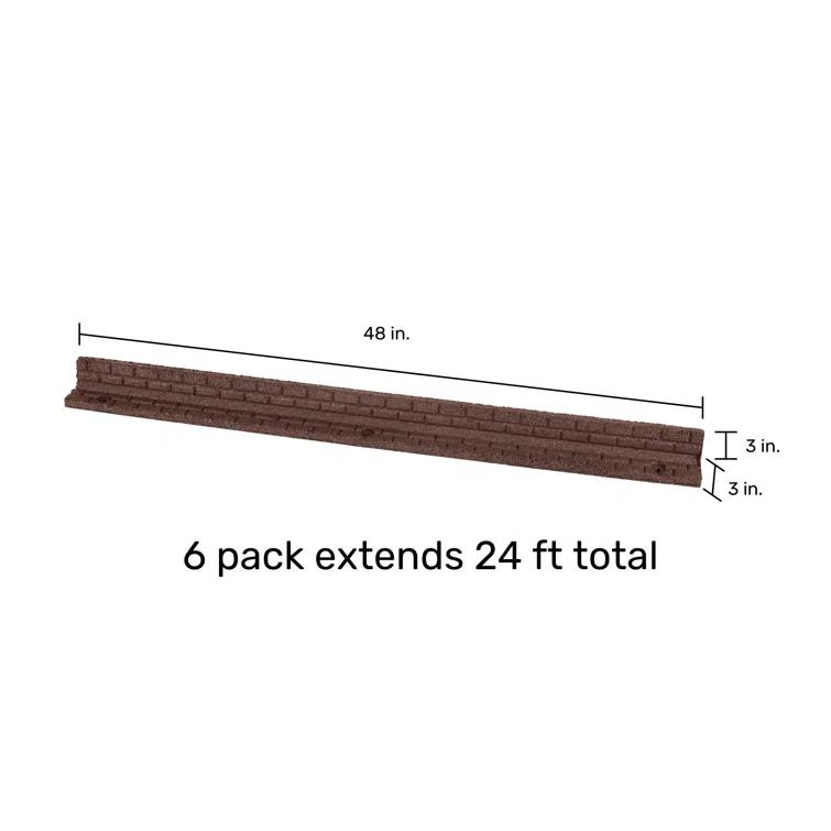 Rubberific 4 ft. Brickface Rubber Landscape Lawn Edging (Set of 6)
