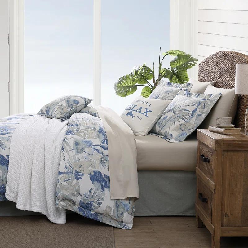 Tommy Bahama Home Tommy Bahama Raw Coast Blue Cotton 5 Piece Comforter Bonus Set