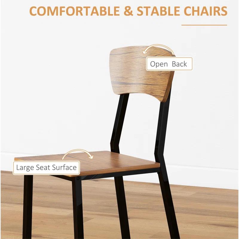 17 Stories 5 Piece Industrial Dining Table Set, Rectangular Kitchen Table And 4 Chairs, Dining Room Set For Small Space