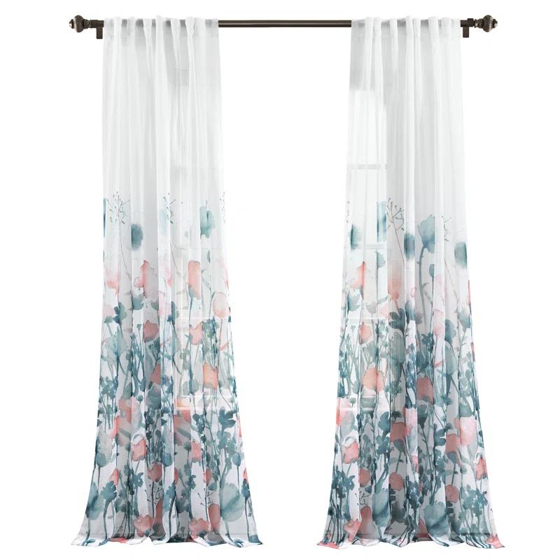Lush Decor Zuri Floral Sheer Rod Pocket Curtain Panels (Set of 2)