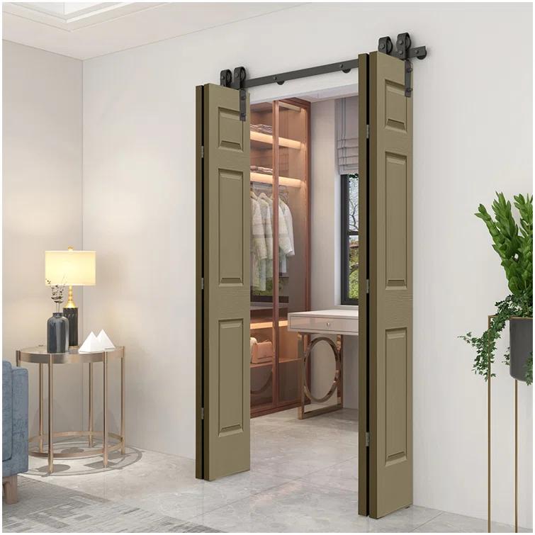 Calhome Paneled MDF Composite Double Bifold Barn Doors with Installation Hardware Kit