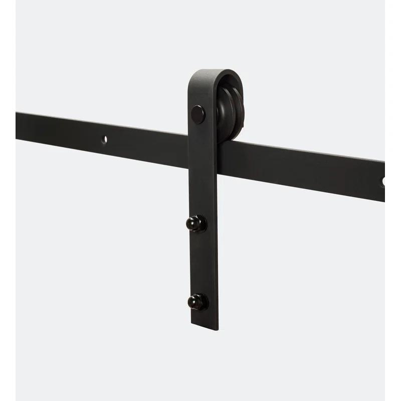 American Pro Decor Steel Sliding Rolling Barn Door Hardware Kit for Single Wood Doors with Routed Floor Guide