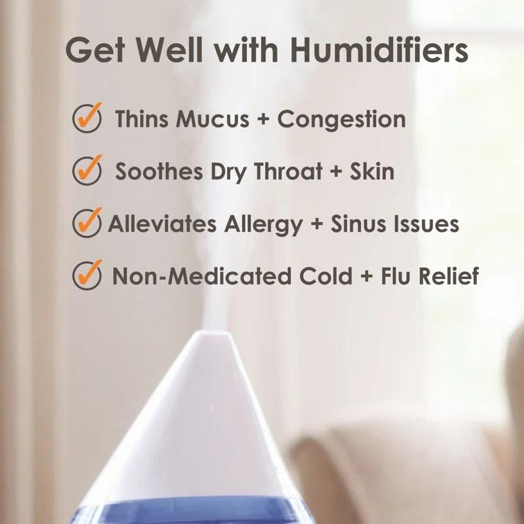 Crane USA Top Fill Cool Mist Humidifier - 1 Gallon with Sleep Support Light & Essential Oil Tray