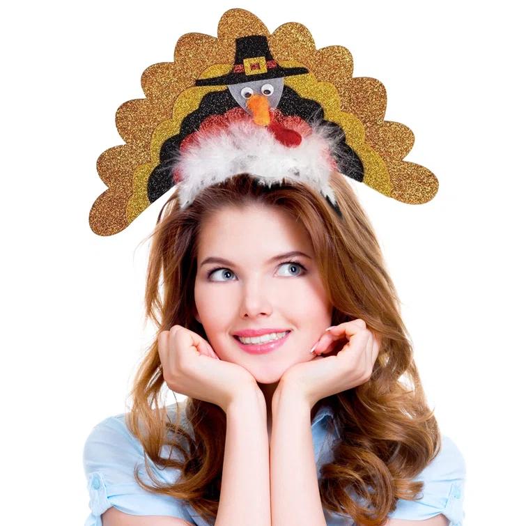 The Holiday Aisle® PMU Thanksgiving Party Costume Accessories Turkey Headband W/marabou (1/pkg) Pkg/1