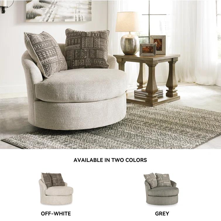 Ebern Designs Maravilla Upholstered Swivel Barrel Chair