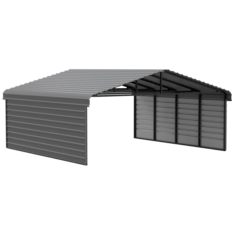 Arrow Eggshell Carport with 2-sided Enclosure