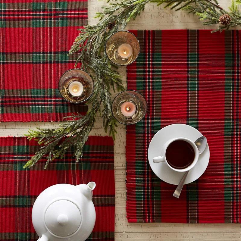 QUALITY FLOORING INC. Farmhouse Christmas Plaid Dining Table & Kitchen Décor, Holiday Placemat Set