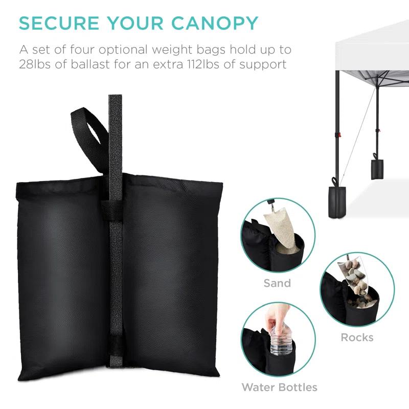 Best Choice Products Best Choice Products Easy Setup Pop Up Canopy W/ 1-Button Setup, Wheeled Case, 4 Weight Bags