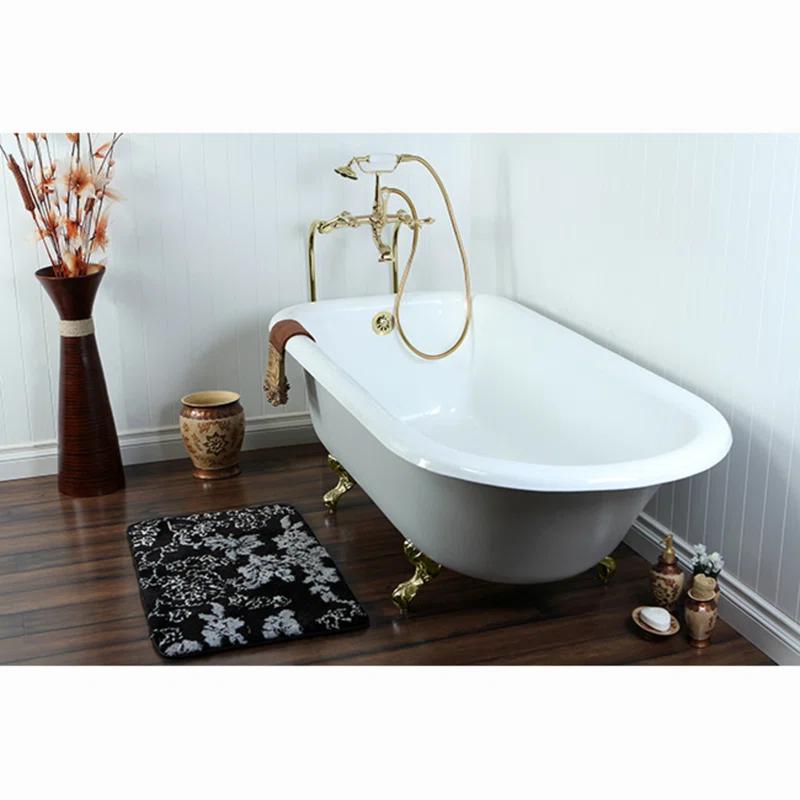 Kingston Brass Vintage Three-Handle 2-Hole Freestanding Clawfoot Tub Faucet Package with Supply Line and Hand Shower