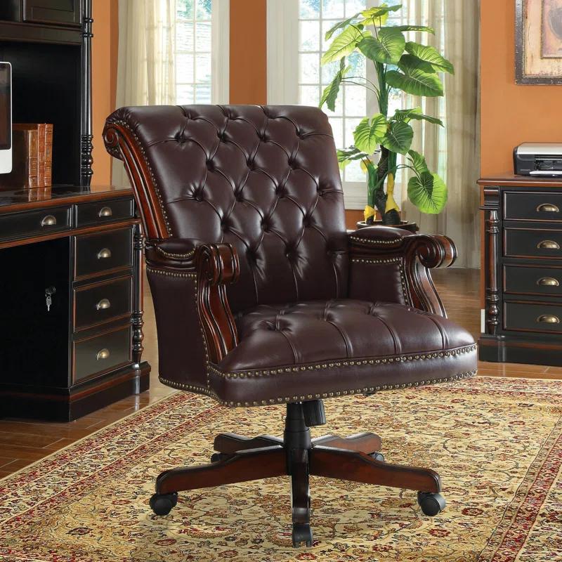Crafters and Weavers Elegant Design - Calloway Upholstered Executive Office Desk Chair Dark Brown